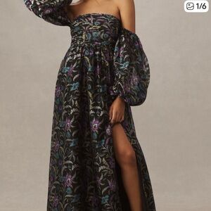 BHLDN Elegant Floral One Shoulder Dress